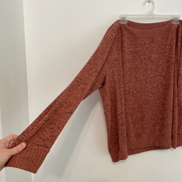 TORRID 4 Plus Size Off Shoulder Super Soft Plush Rib Trim Sweatshirt Coral ish - Picture 8 of 16